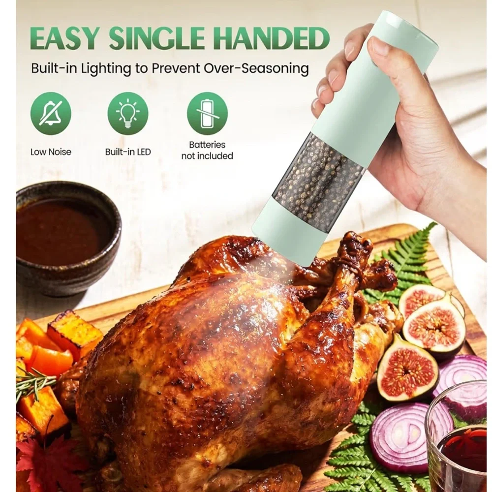 Electric Salt and Pepper Grinder Set - Mint Green